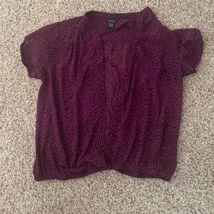 Torrid purple and black button down shirt.